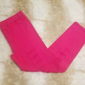 Plus Size Destressed Umgee Pink Leggings